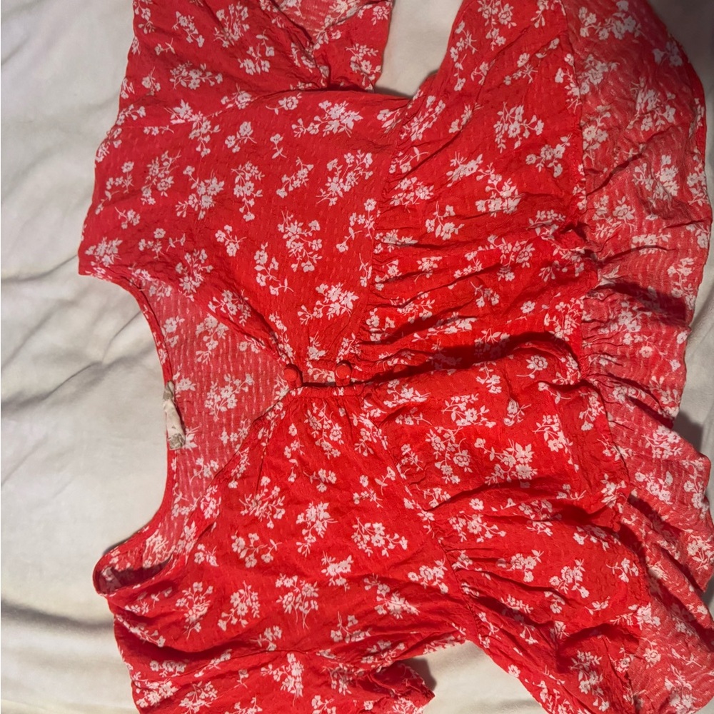 Red Floral Top